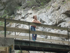 Sara på bro over slugt
